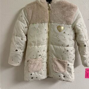 Betsey Johnson White and Gold Kids Puffer Jacket